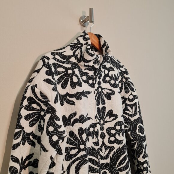 Zara Quilted Cotton Printed Oversized Coat Floral Black White S Blogger Fav - Picture 5 of 9